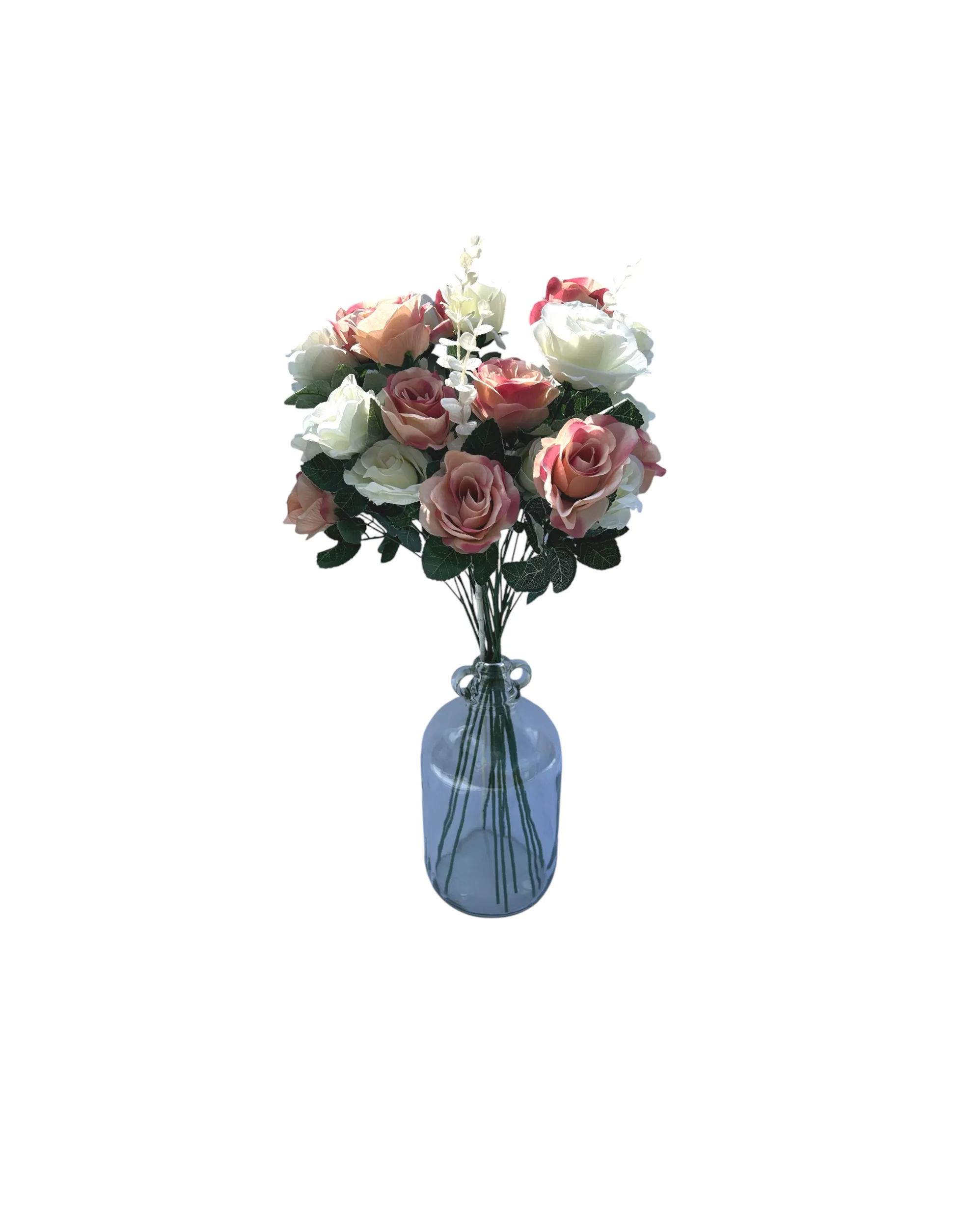 Artificial Flower Decoration Bouquet  - Dusty Rose, White, With Sprigs
