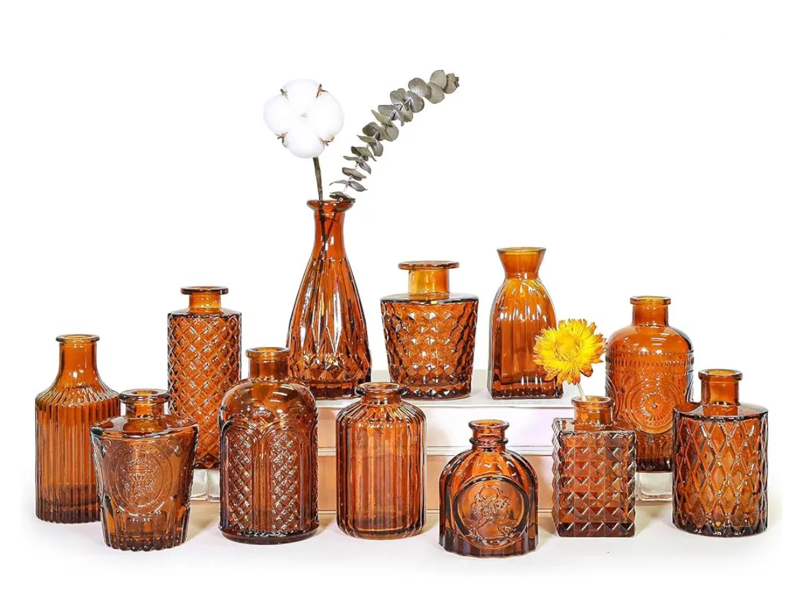 Dark Amber Bud Vases
