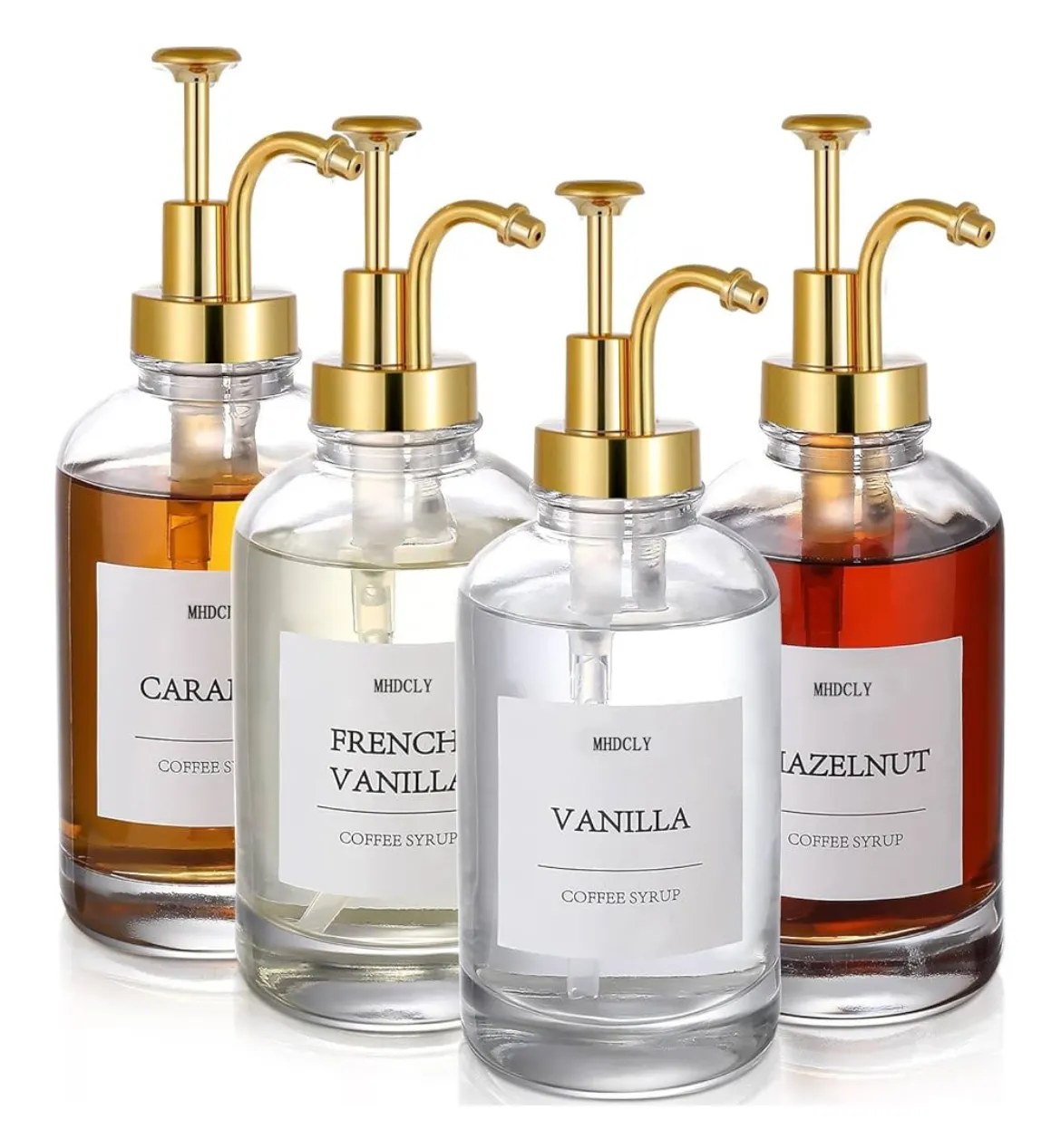 Glass coffee bar syrup dispensers