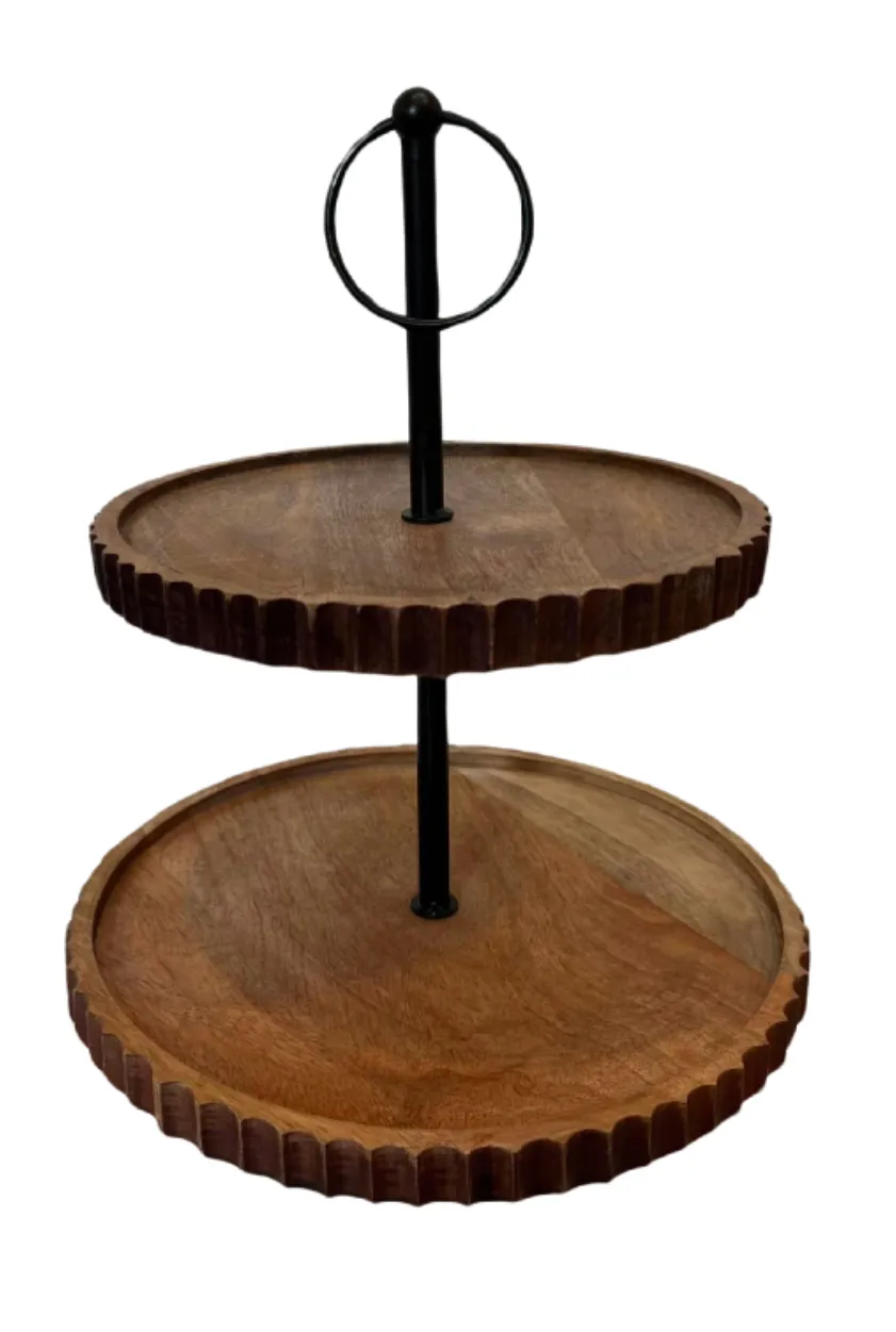 2 Tier Wood Tray