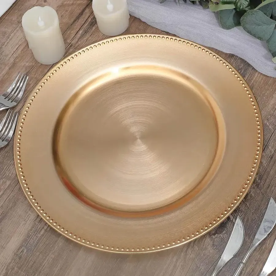 Gold with Beaded Rim Charger