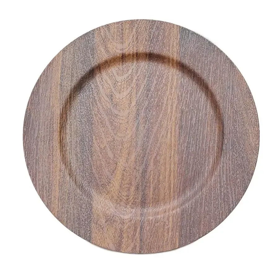 Dark Brown with Faux Wood Finish Charger