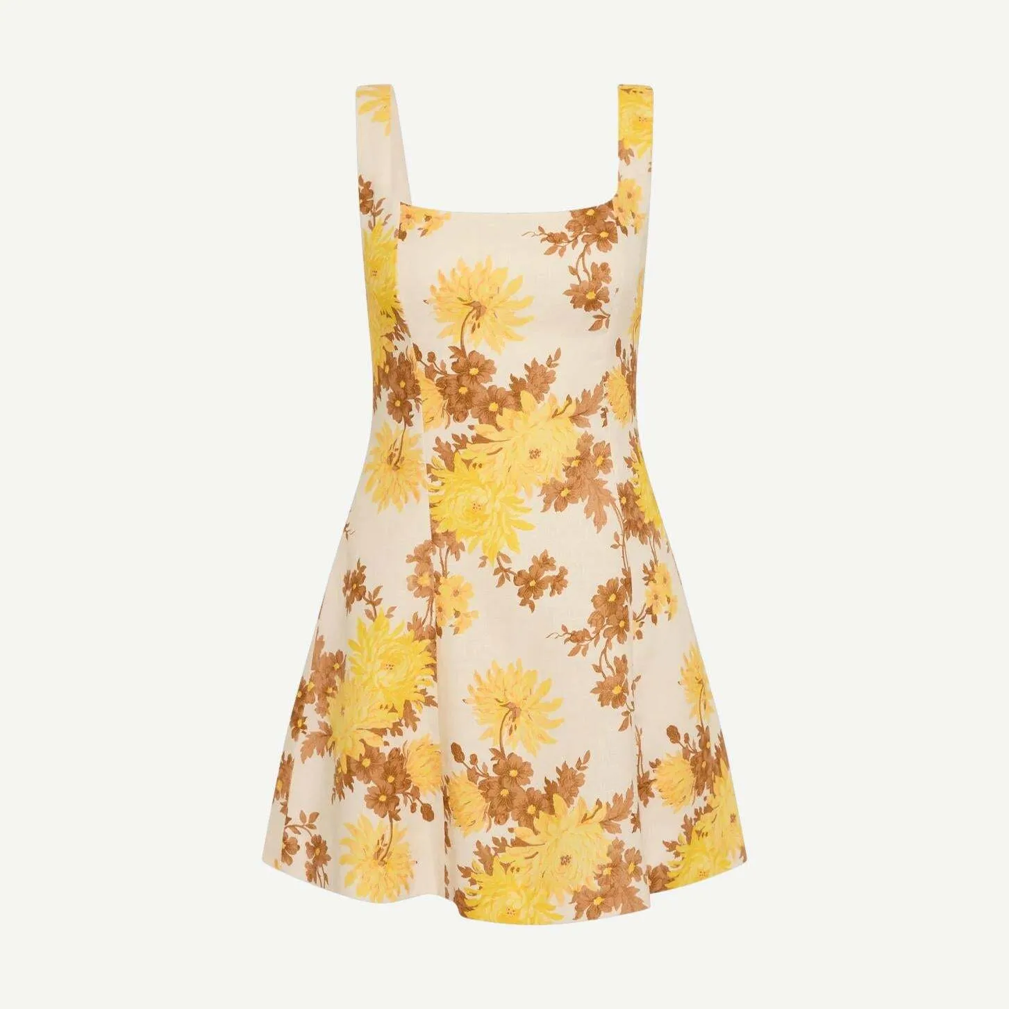 Felice Floral-print Mini Dress in Linen - Size: l