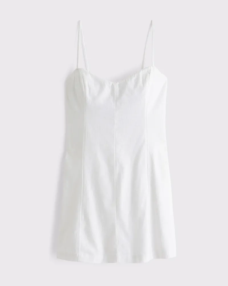 Lace-trim Dress in Linen Blend - Size: s