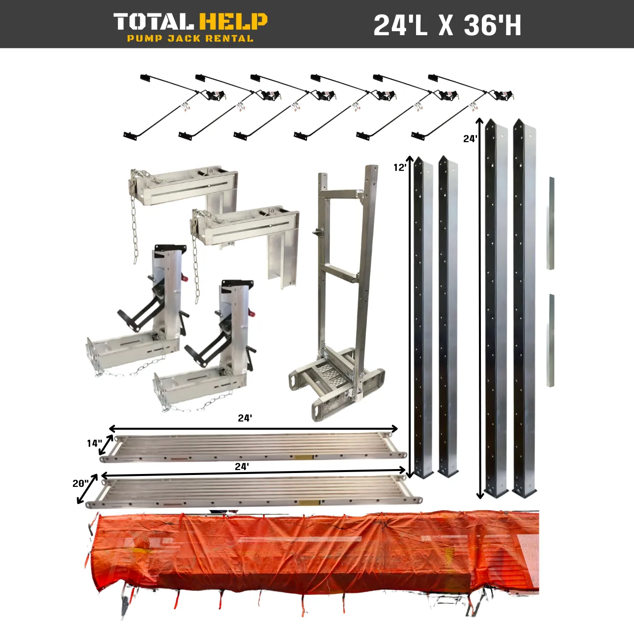 Pump Jack Scaffold System 24'L x 36'H