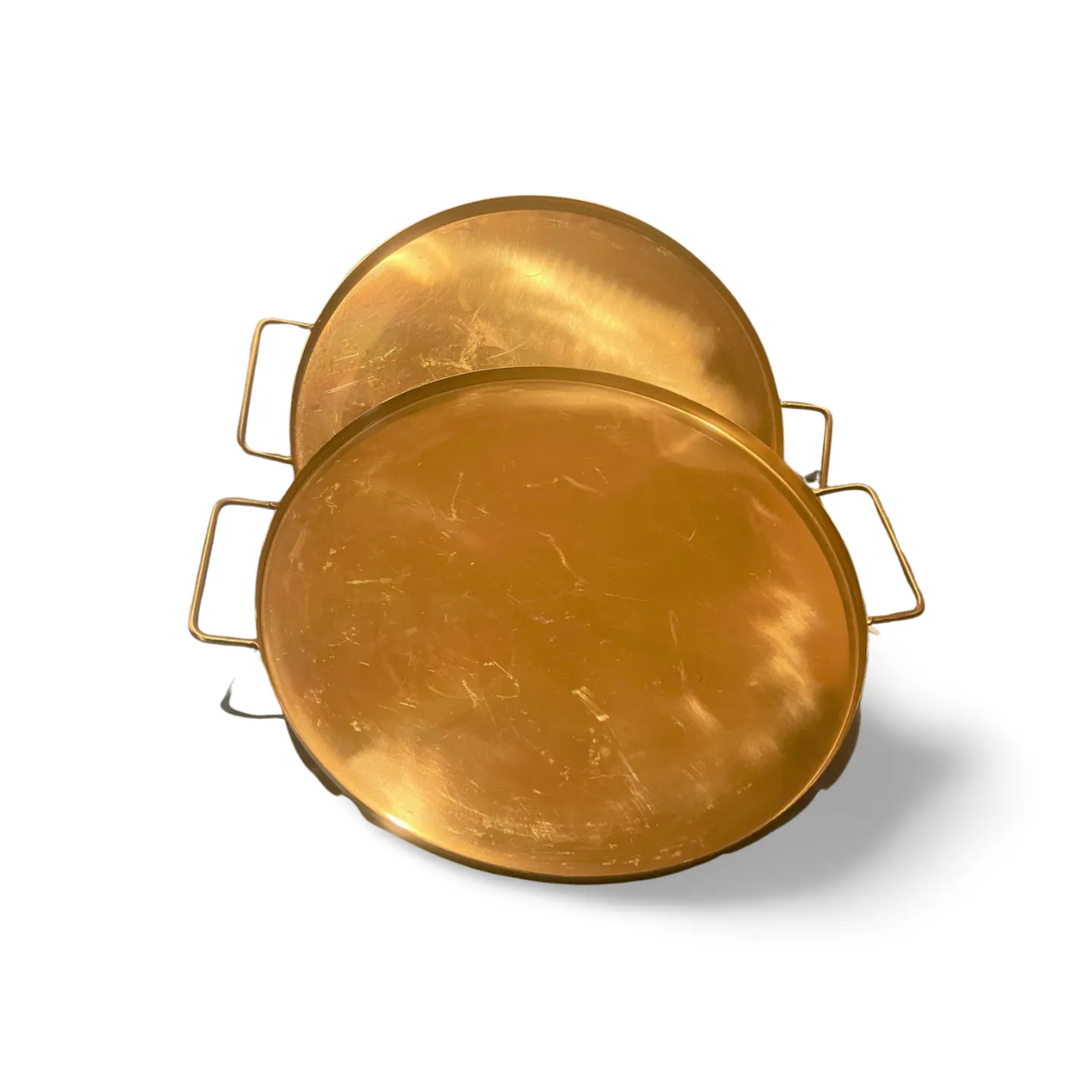 Trays - Brass Gold with Handles, Pair
