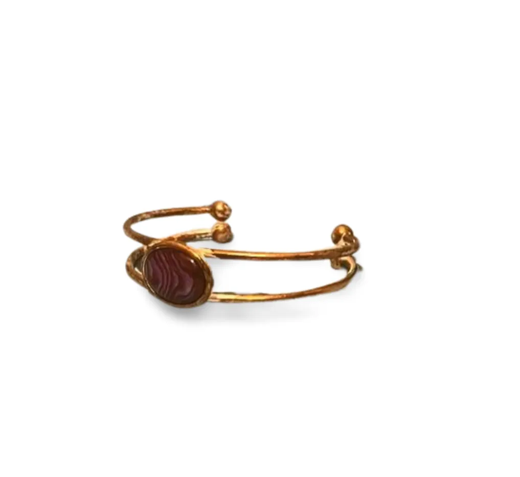 Bracelet - Silver Cuff with Purple Oval
