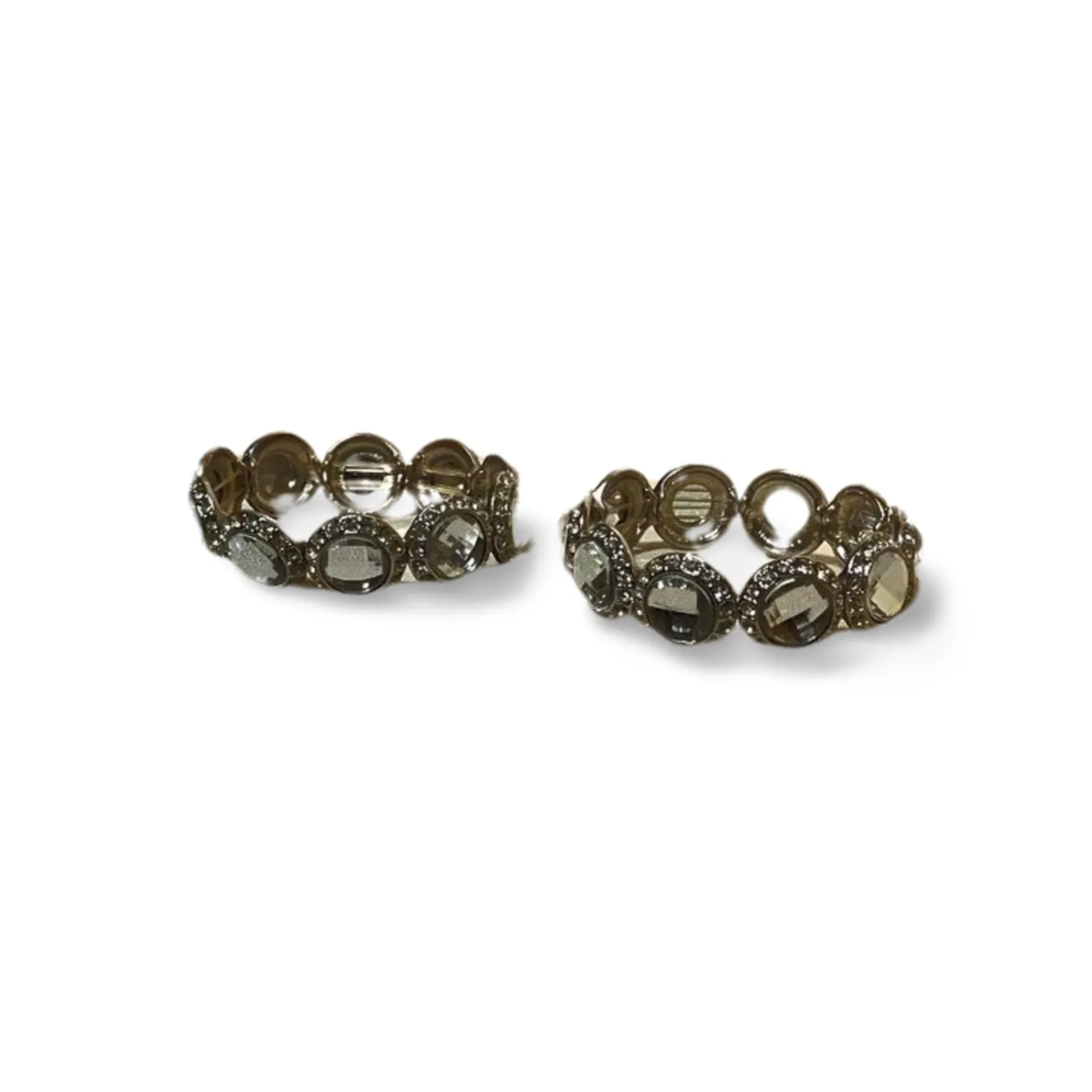 Bracelets - Silver and Large Crystal x2