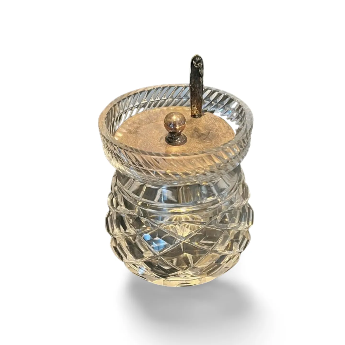 Jam Jar - Cut Glass With Silver Lid