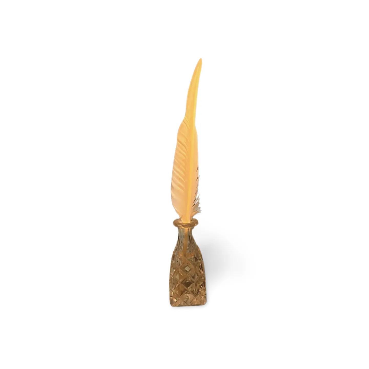 Ink Bottle - Cut Glass With Quill