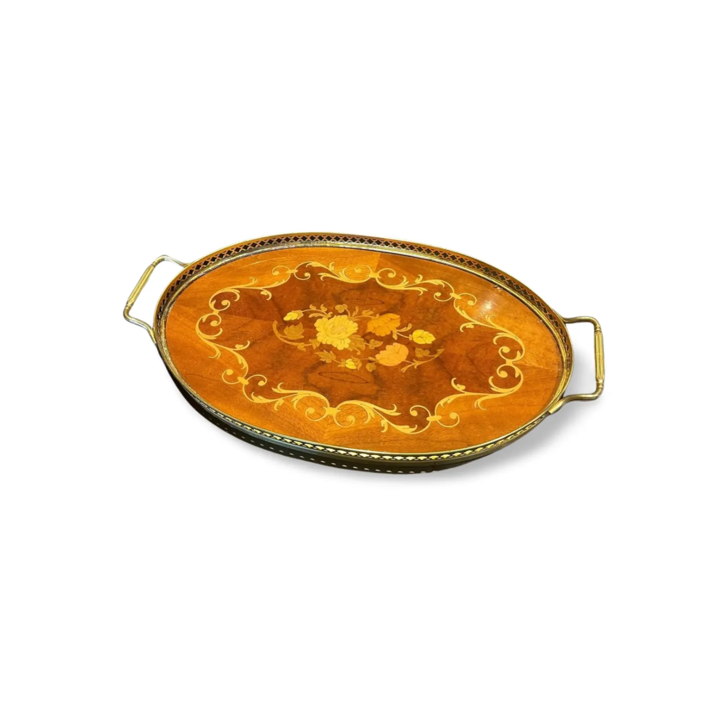Tray - Wooden Oval with Palisade Rim and Handles