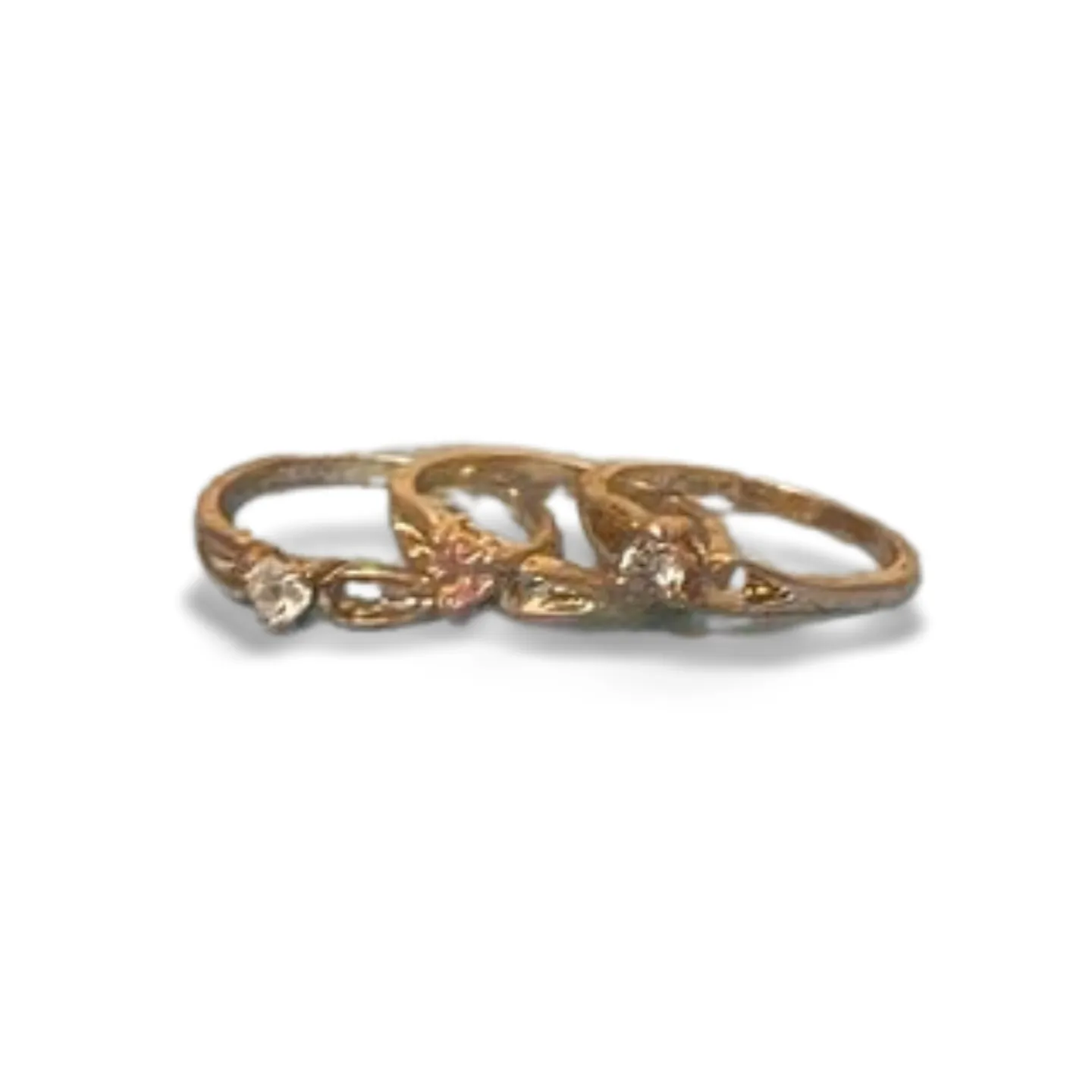 Rings - Silver With Small Crystals x3