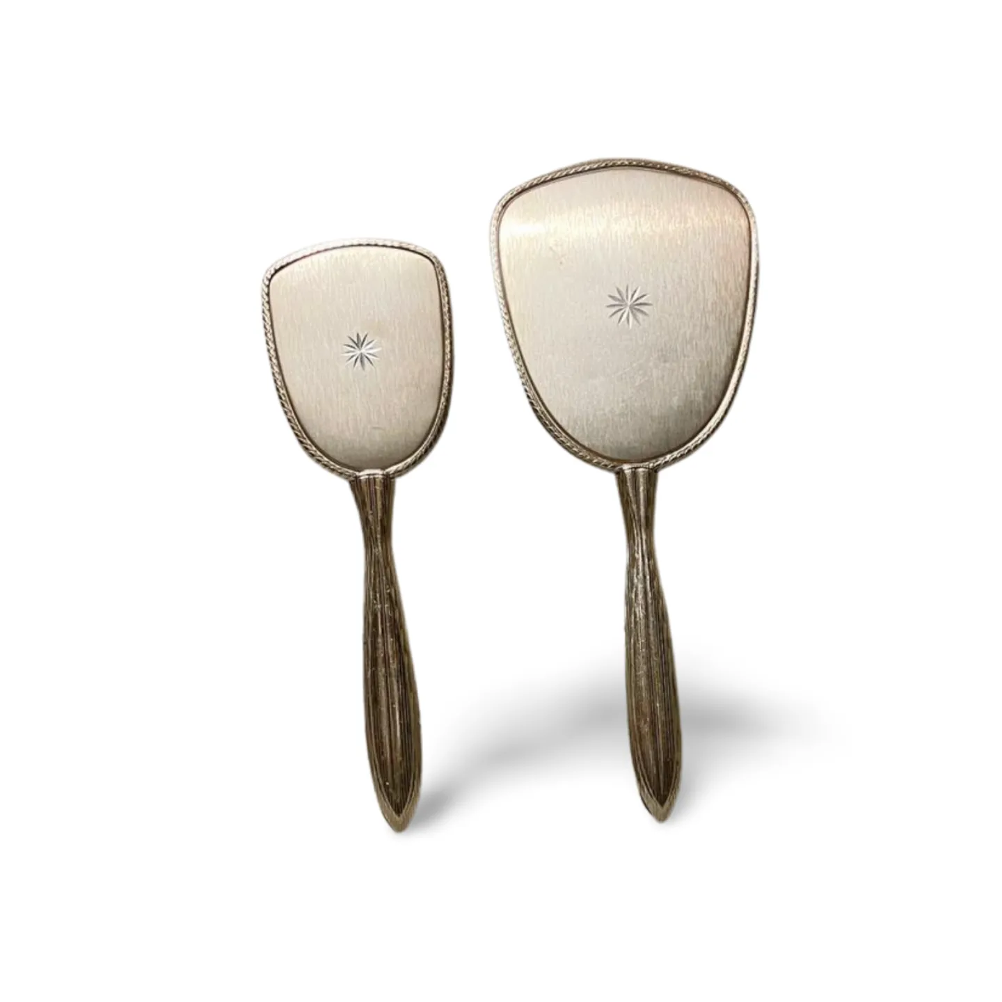 Hair Brush & Hand Mirror - Brushed Silver 