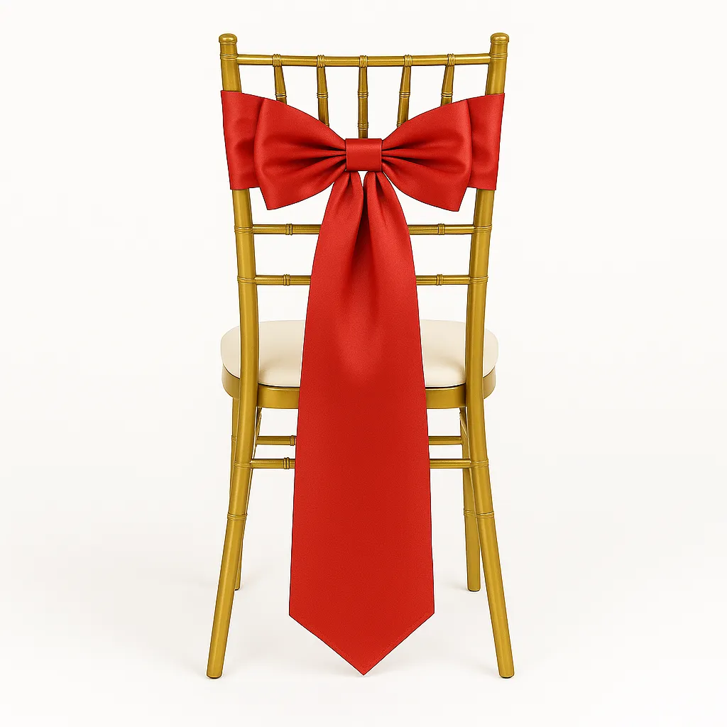 Red Satin Chair Sashes Bows