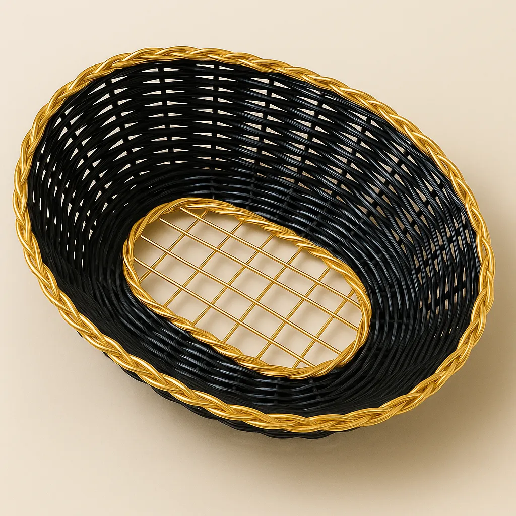 Elegant Black and gold Oval appetizer basket