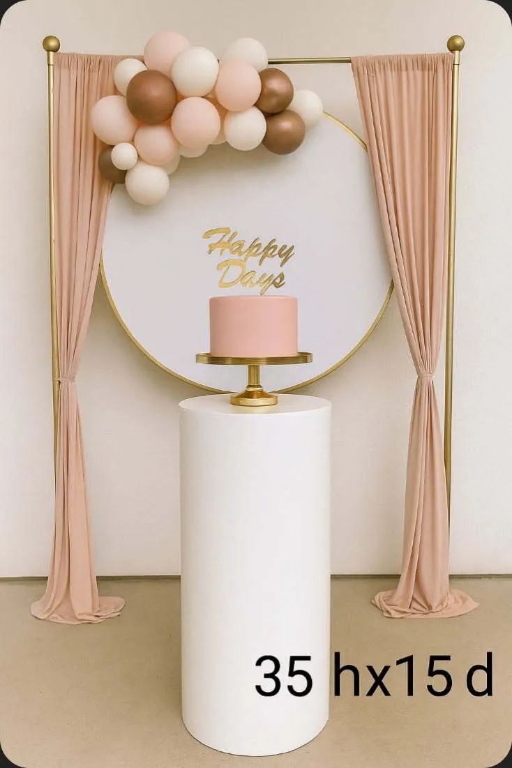 Modern White Cylinder Pedestal Stand – 35" Tall Display Column (15" Diameter)