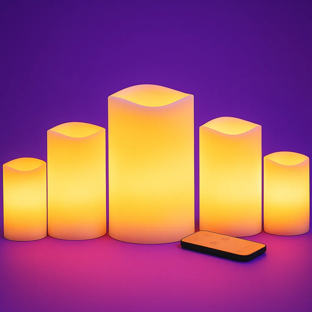 Flameless led candles 3"x3", 3"x5" (2 sets), 4"x6" Pillar with remote control