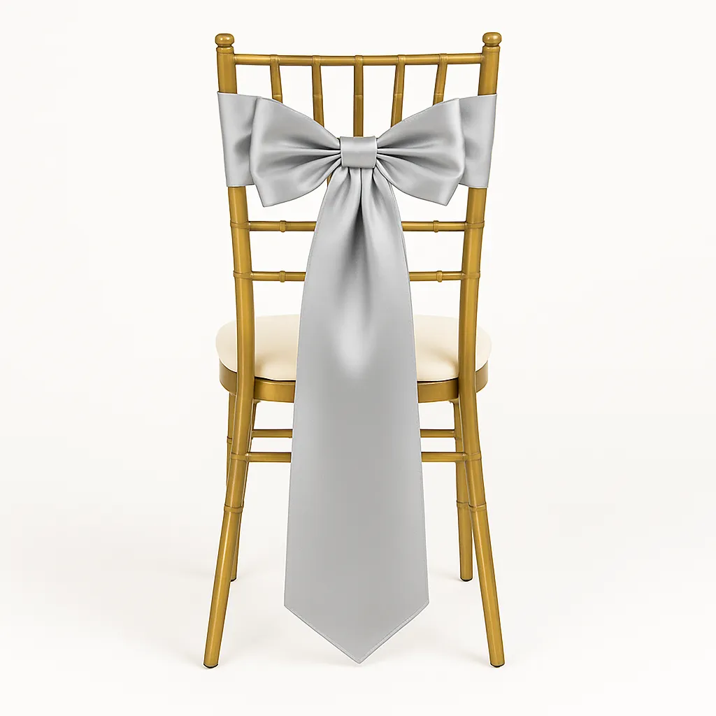 Silver Satin Chair Sashes Bows