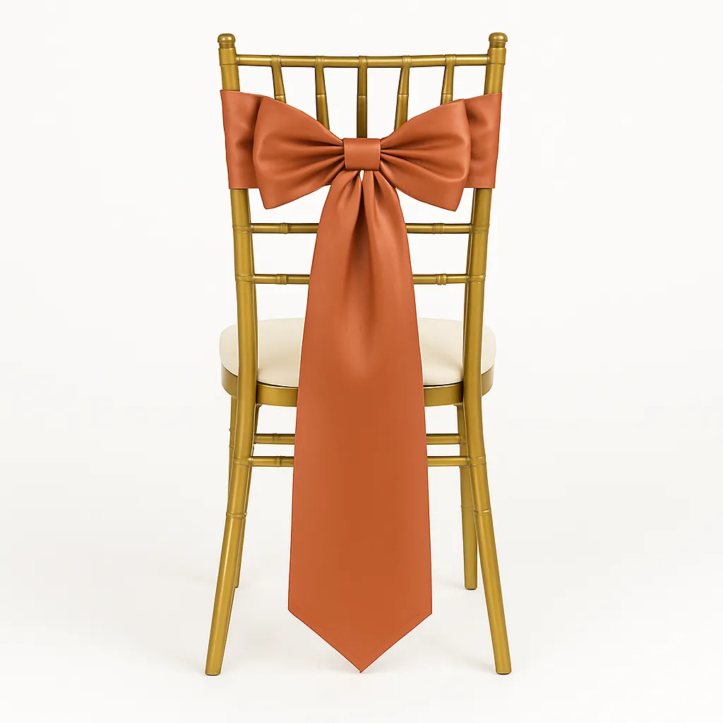 Terracotta Satin Chair Sashes Bows