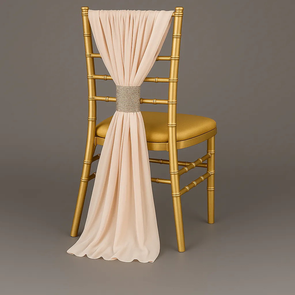 Chiffon Chair Sashes/Tie 19"x72"- Blush