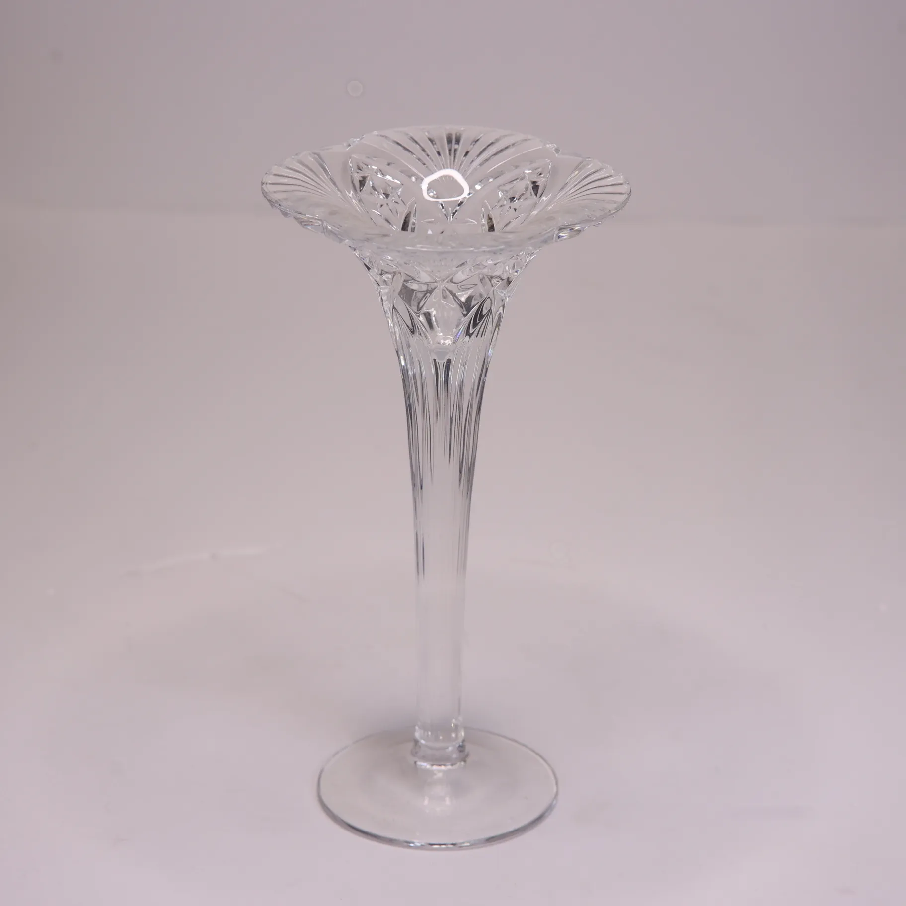 Glass Candlestick - Fluted Flower 8.5"