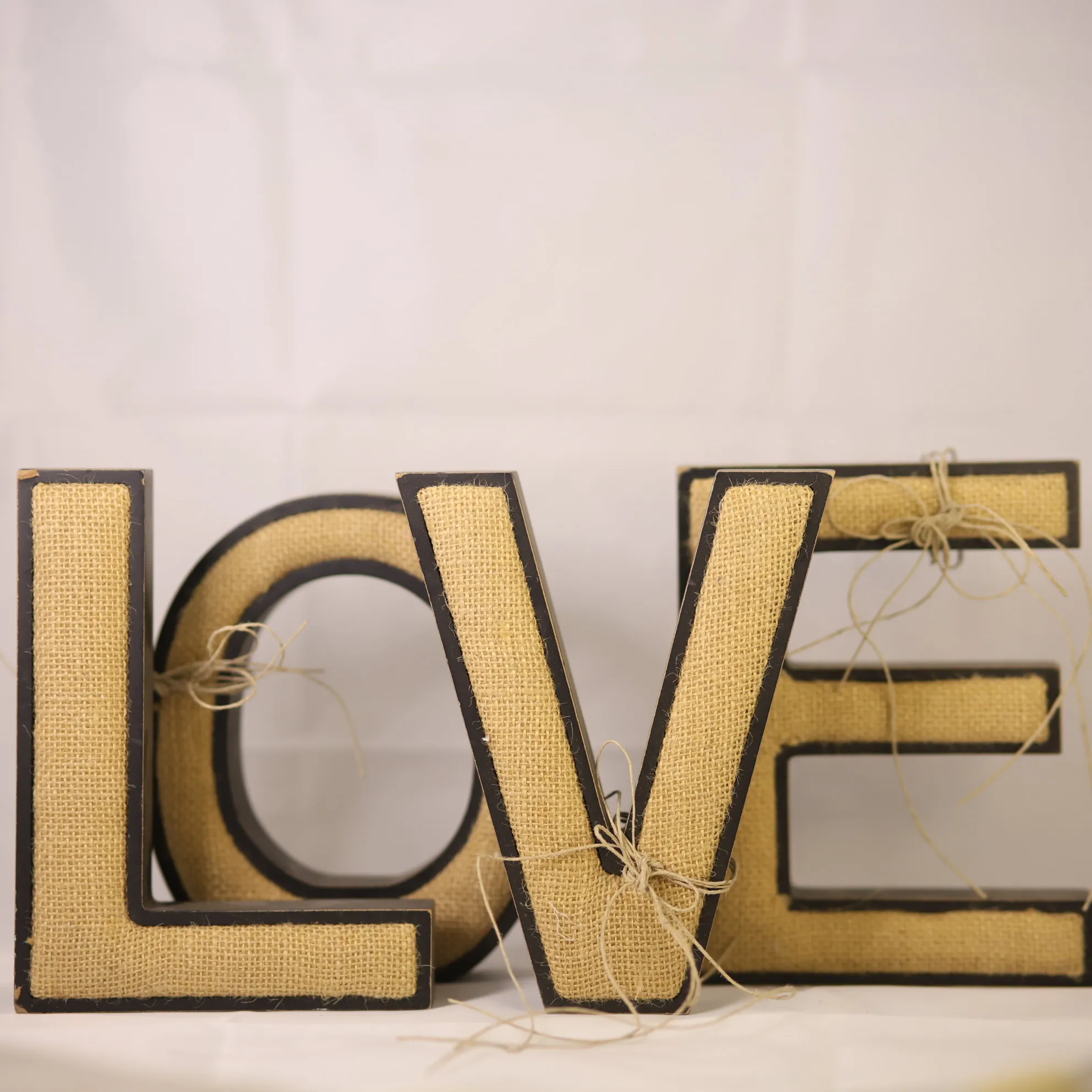 Burlap Love Letters 7" Tall
