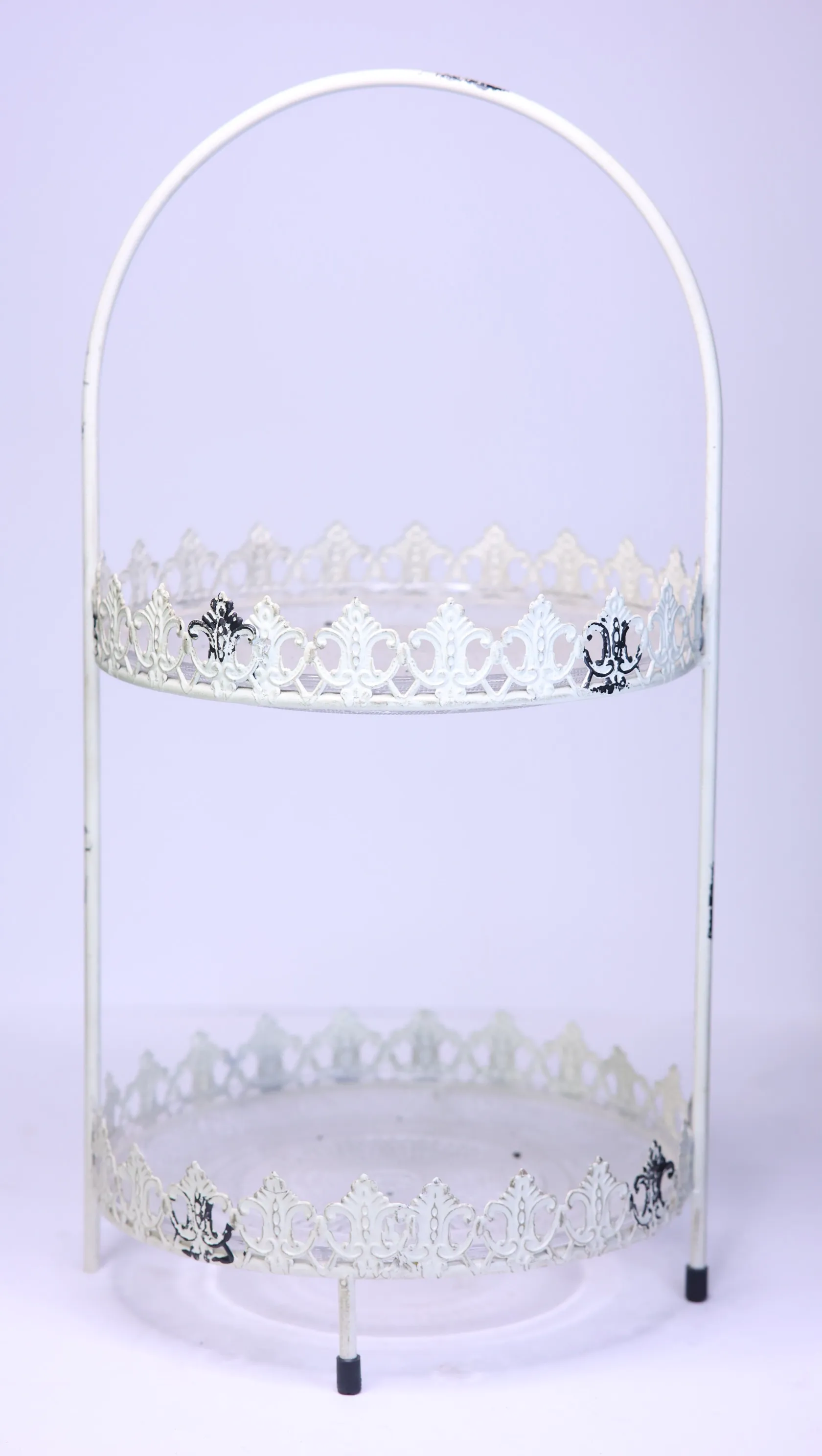 White 2 Tier Filigree Cake Stand