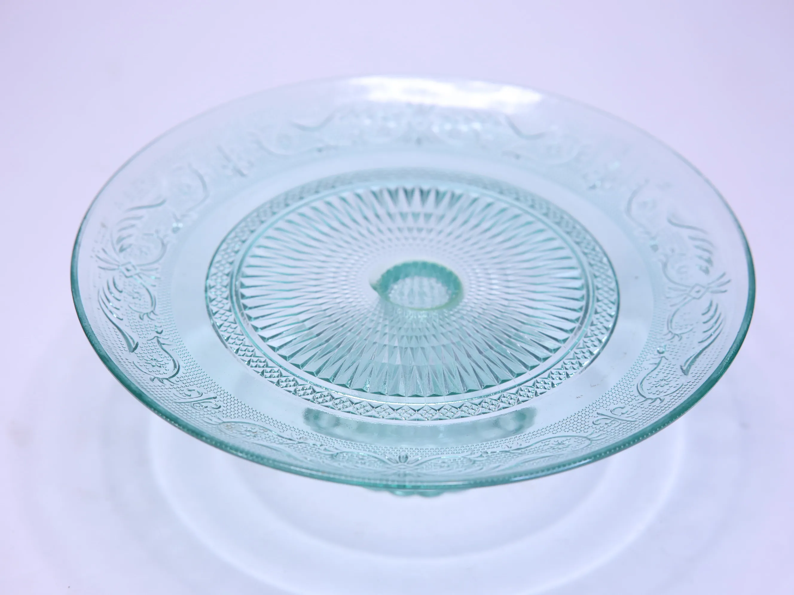 Glass Mandala Cake Stand - Blueish Green