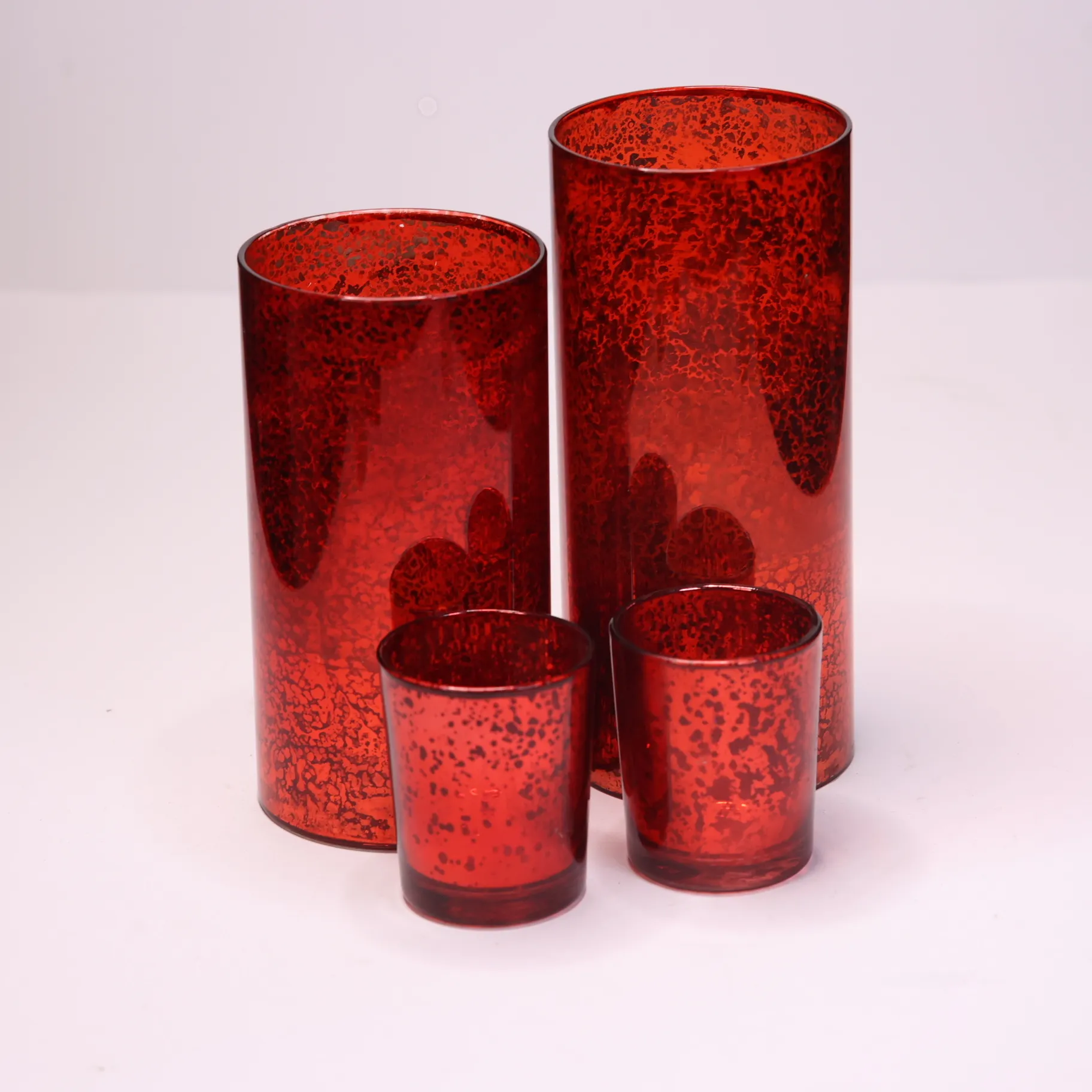 Red Speckled Candleholder Set