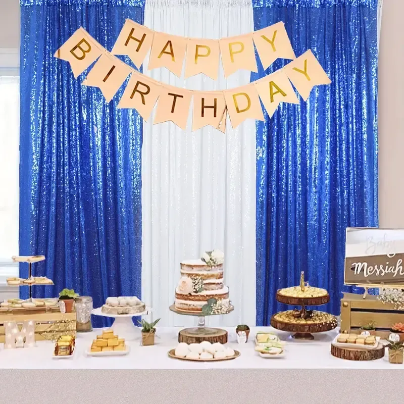 2'x8' Royal Blue Sequin Backdrop Curtains