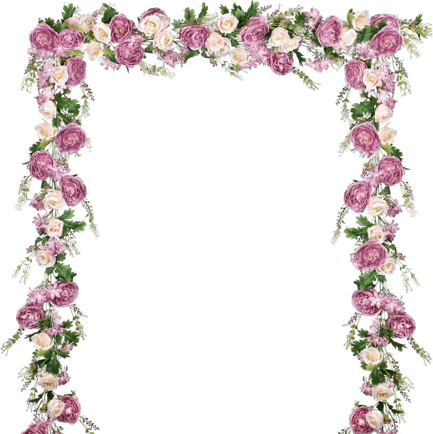 6' Strand Champagne & Deep Ruby Artificial Peony Flower Garland