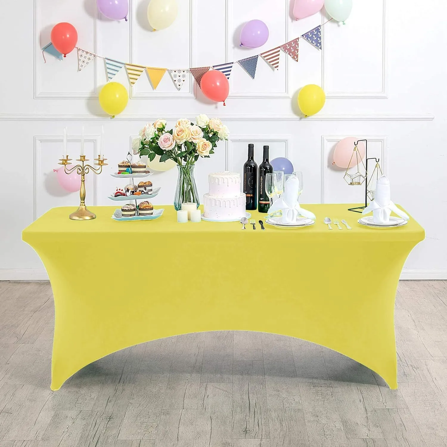 4' Yellow Rectangle Spandex Tablecloth