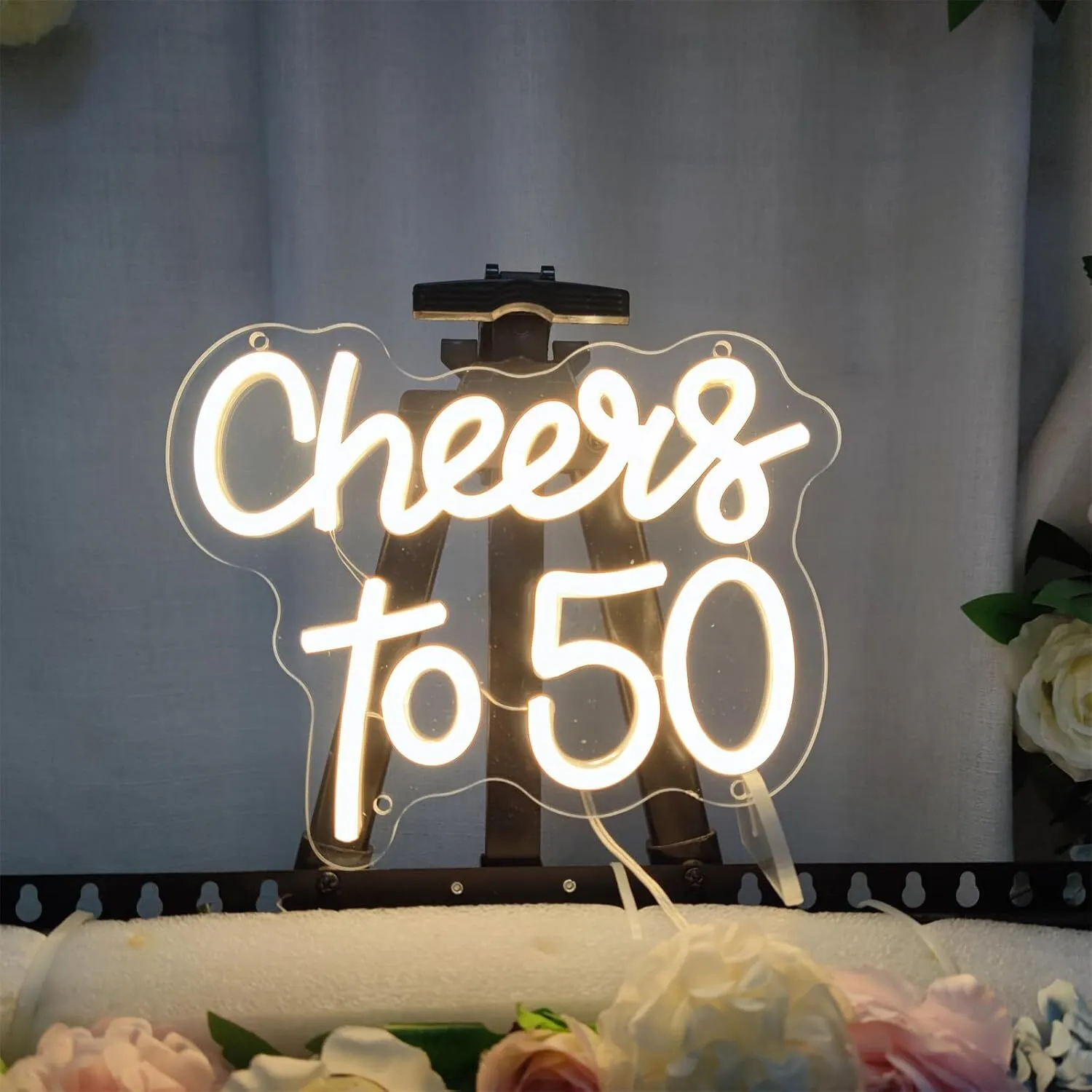 "Cheers to 50" Neon Sign
