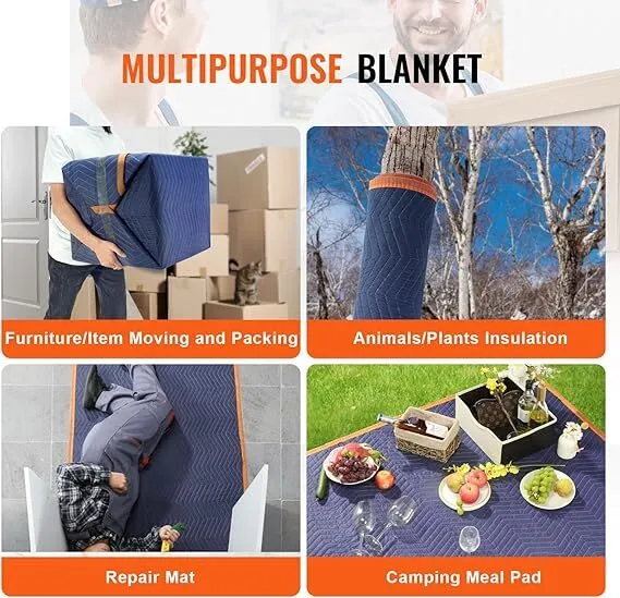 80" x 72" Blue/Orange Moving Blanket