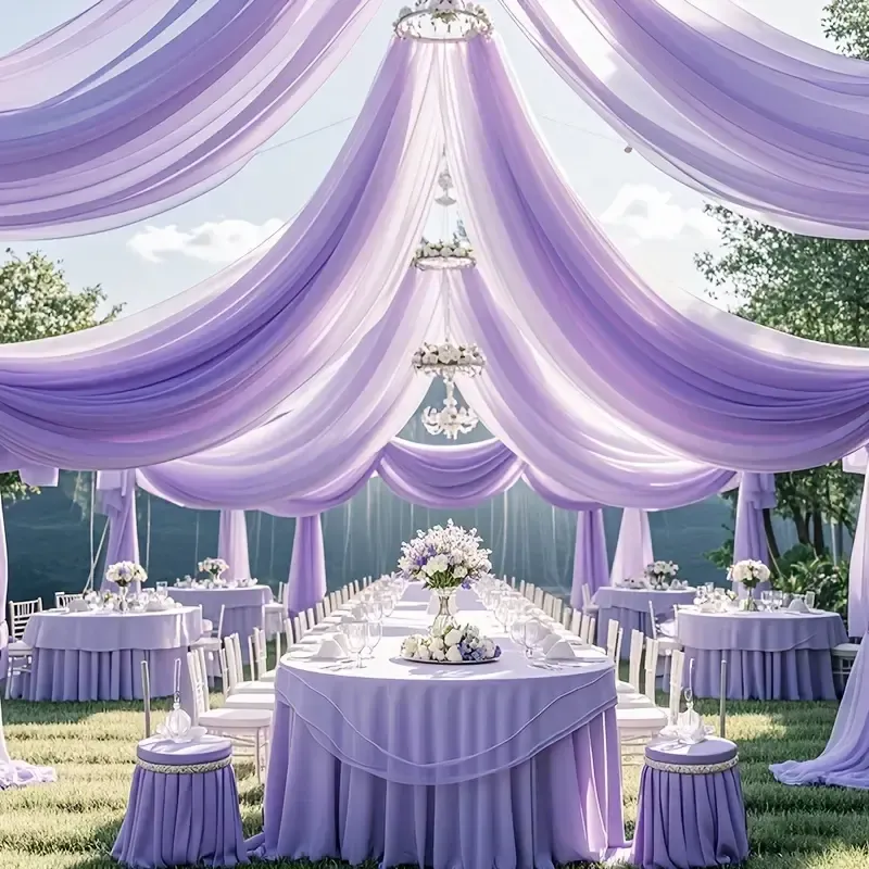 26.2' x 2.6' Lavender Chiffon Fabric Ceiling Drapes