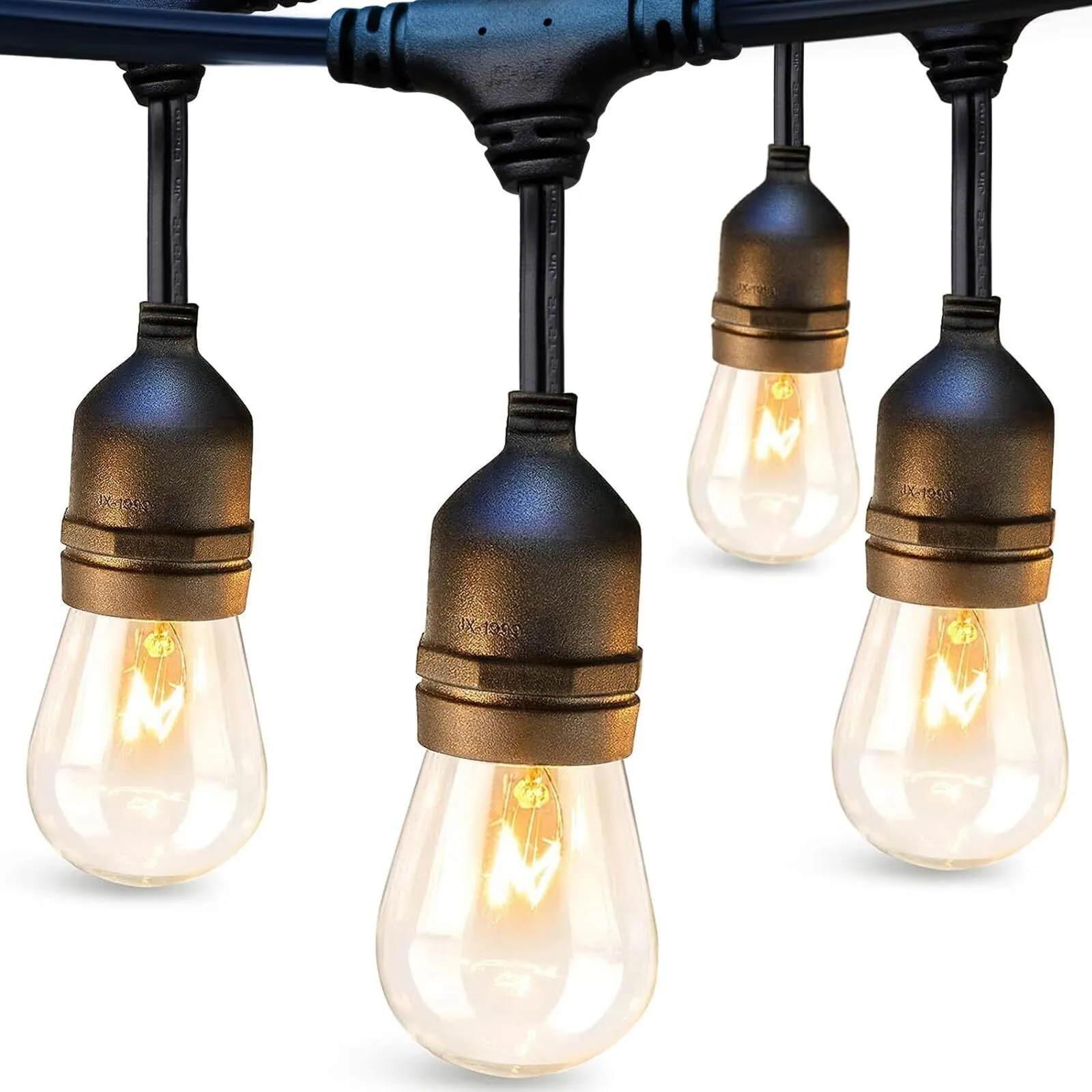 48 Feet Black Outdoor String Lights