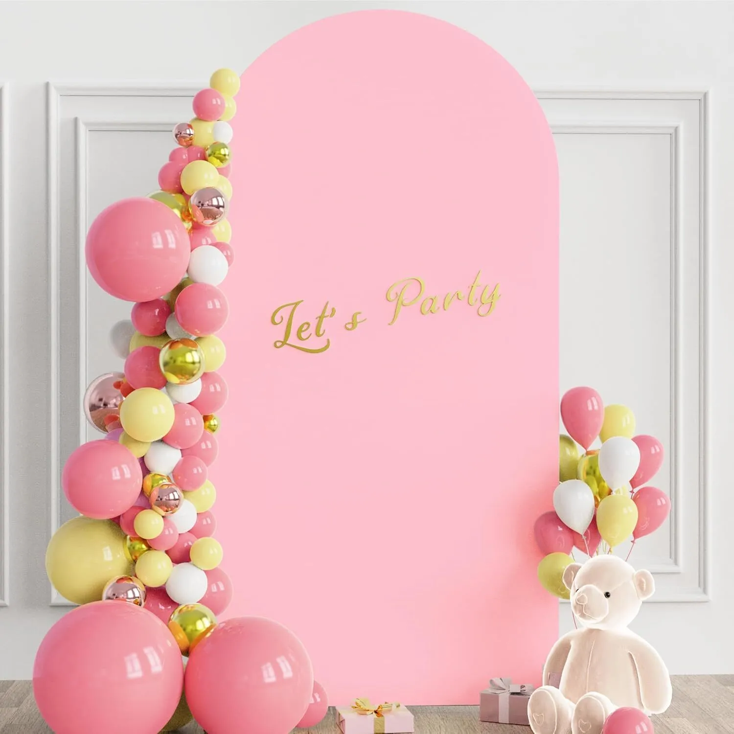 6.6 ft Pink Spandex Arch Backdrop Cover