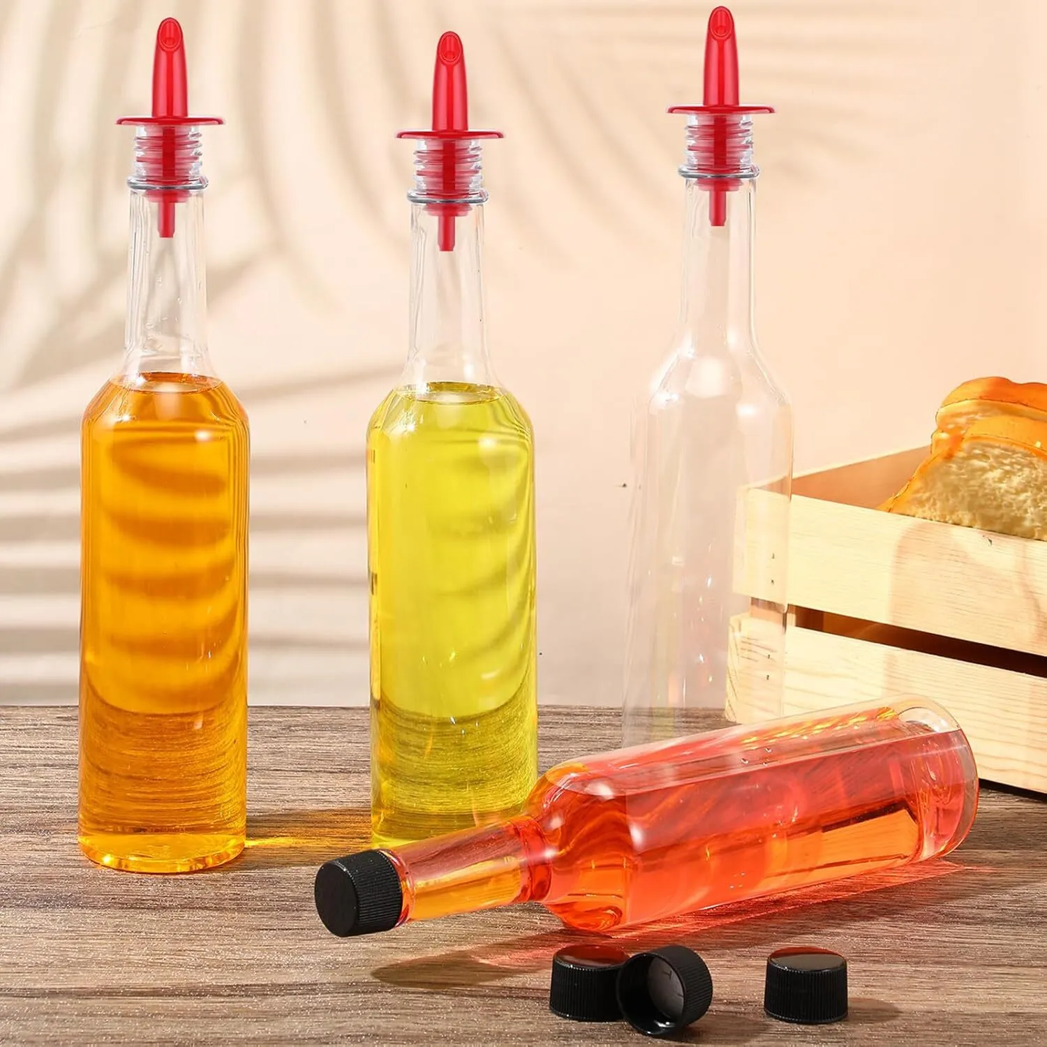 15 oz Plastic Bottles for Sno Cone Syrup with Red Pourer
