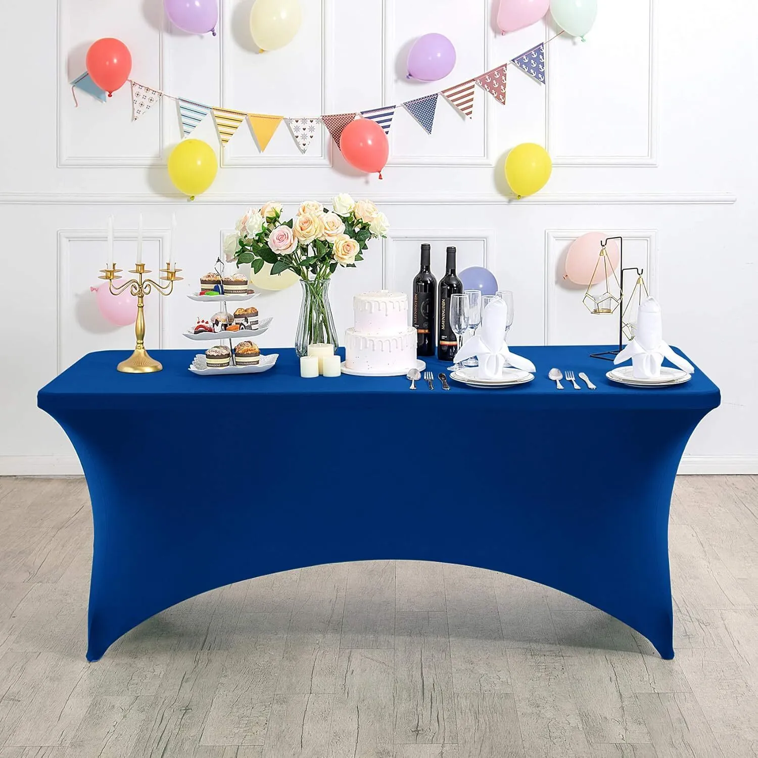 4' Royal Blue Rectangle Spandex Tablecloth
