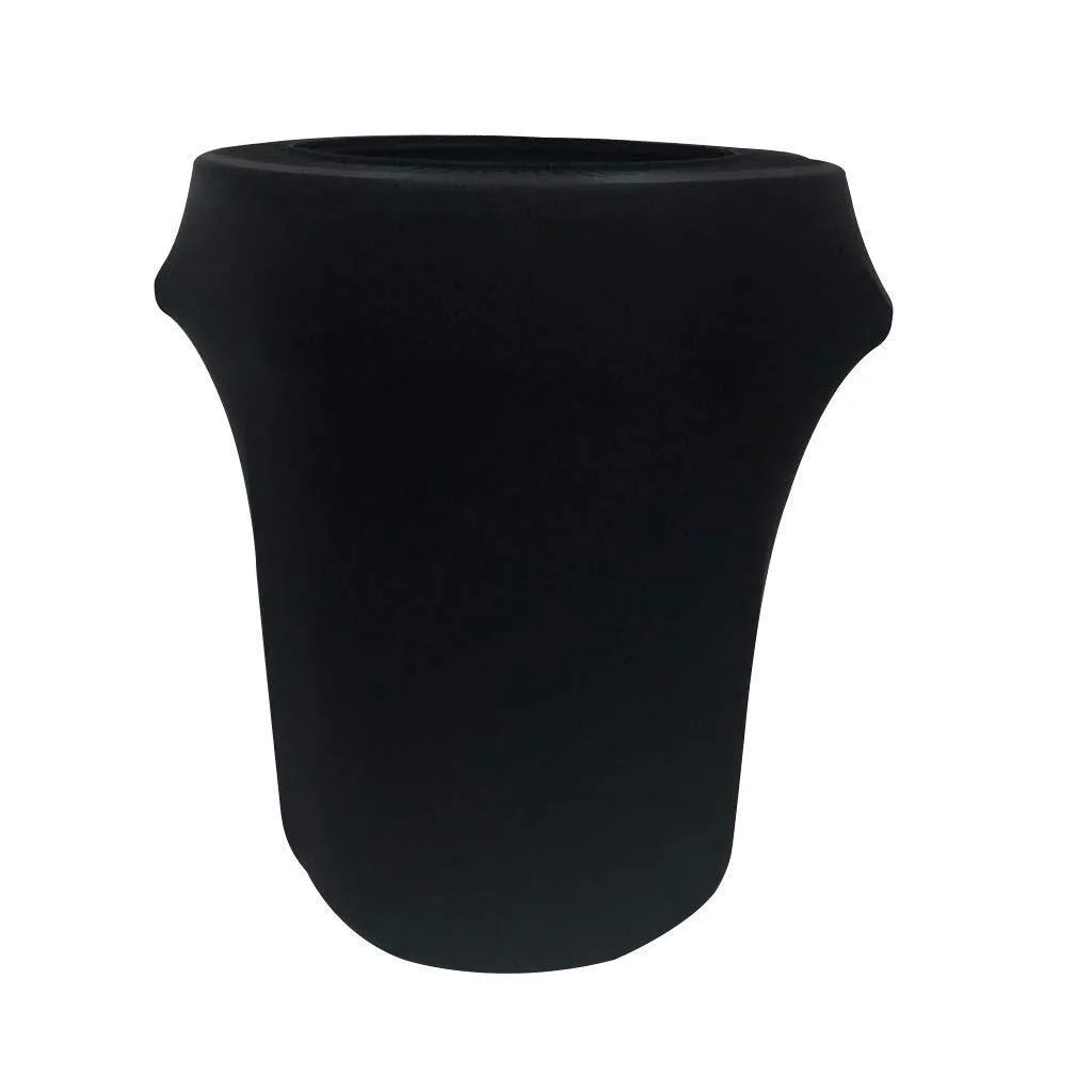 Black Spandex Trash Can Cover (Open-Top, Fits 55-Gallon Round Bin)