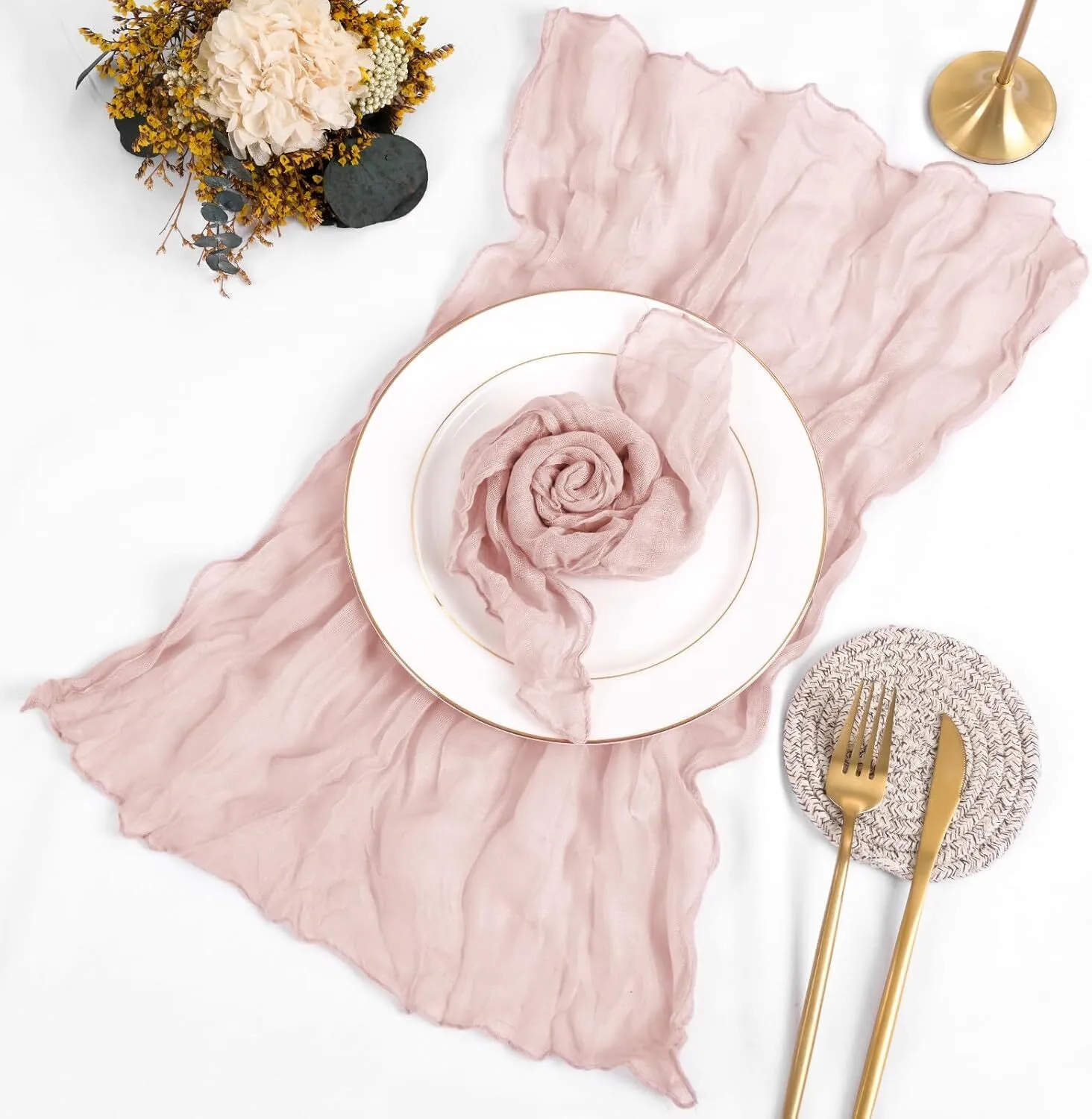 20" x 20" Dusty Pink Cheesecloth Napkin