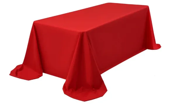 90" x 132" Red Rectangle Polyester Tablecloth