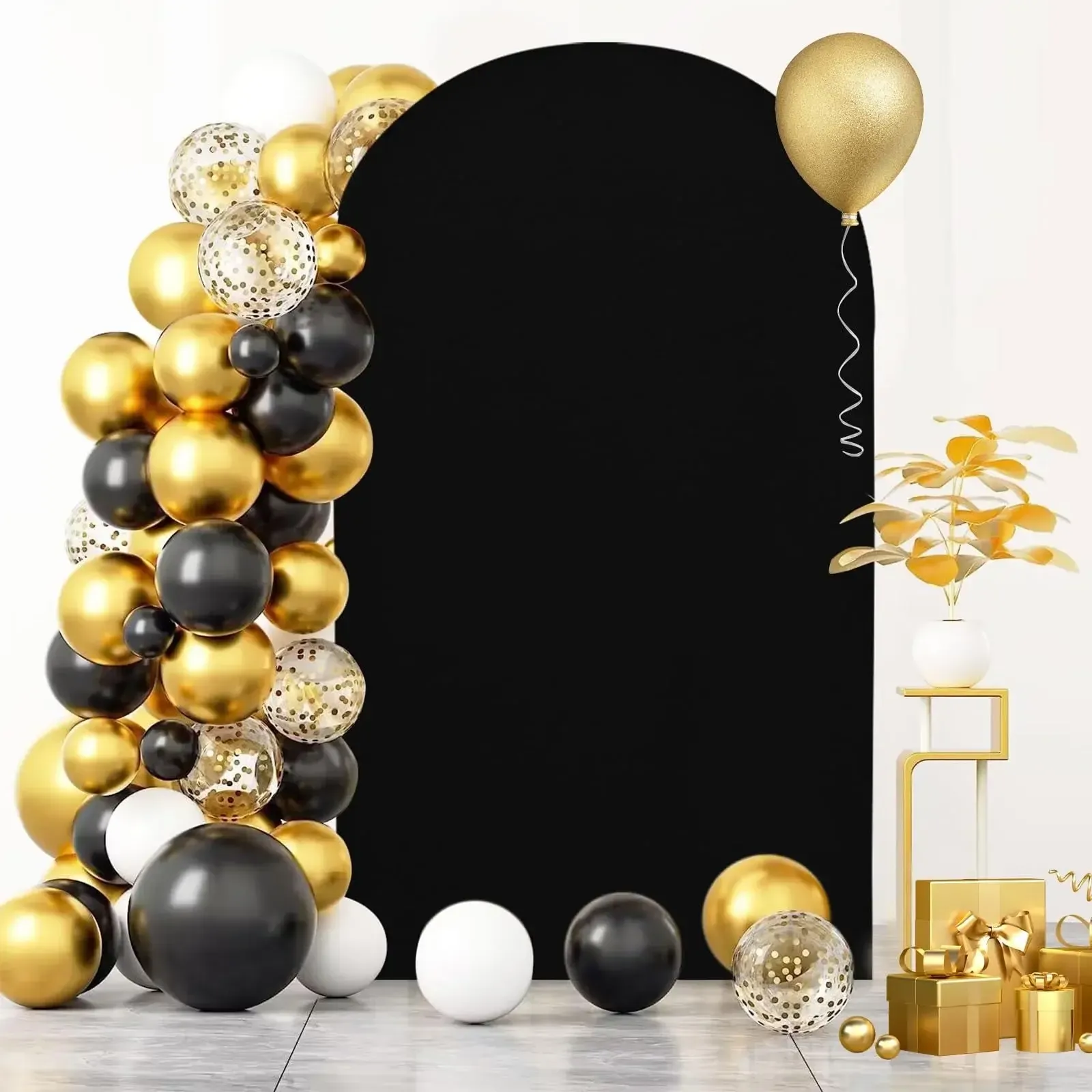 6.6 ft Black Spandex Arch Backdrop Cover