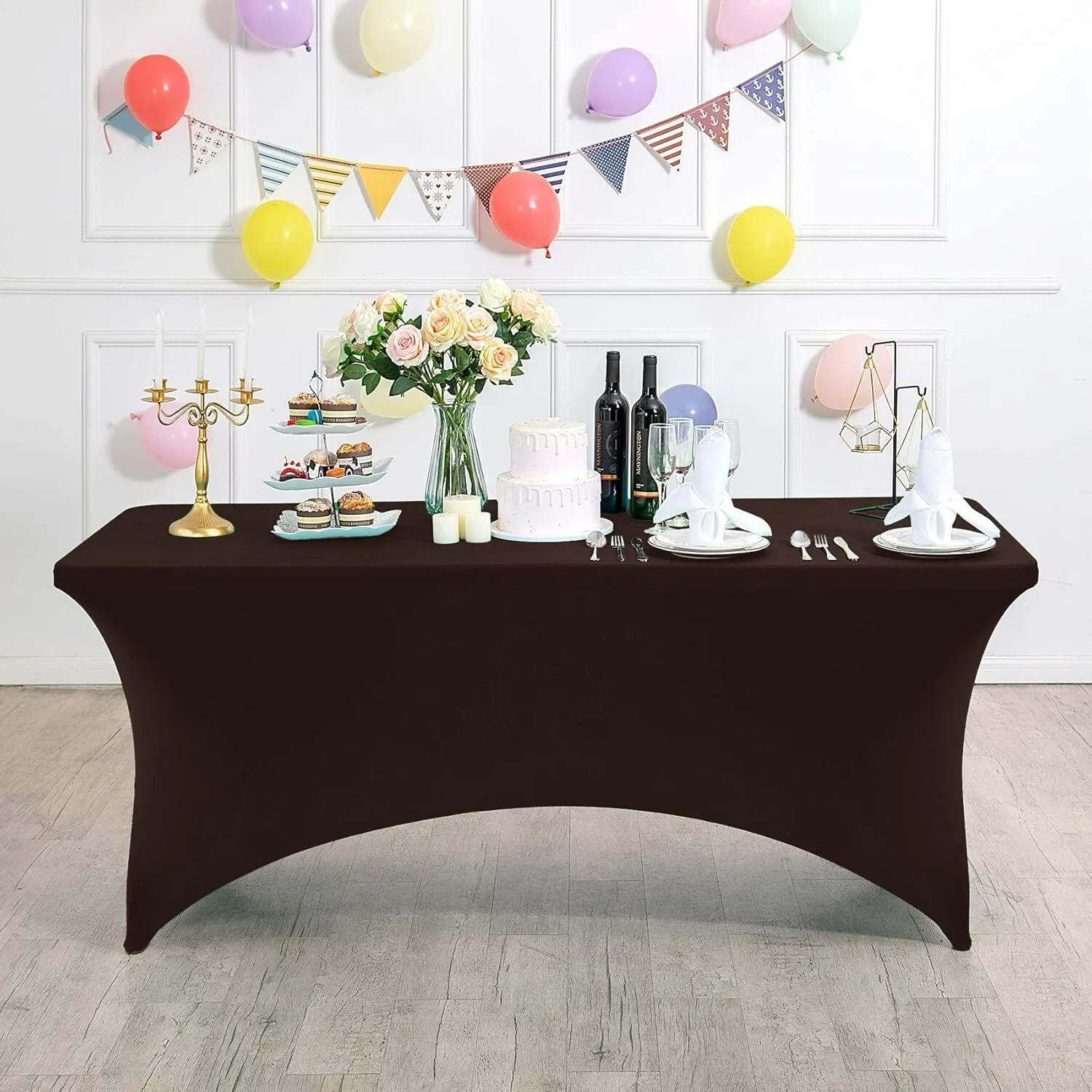 4' Chocolate Brown Rectangle Spandex Tablecloth