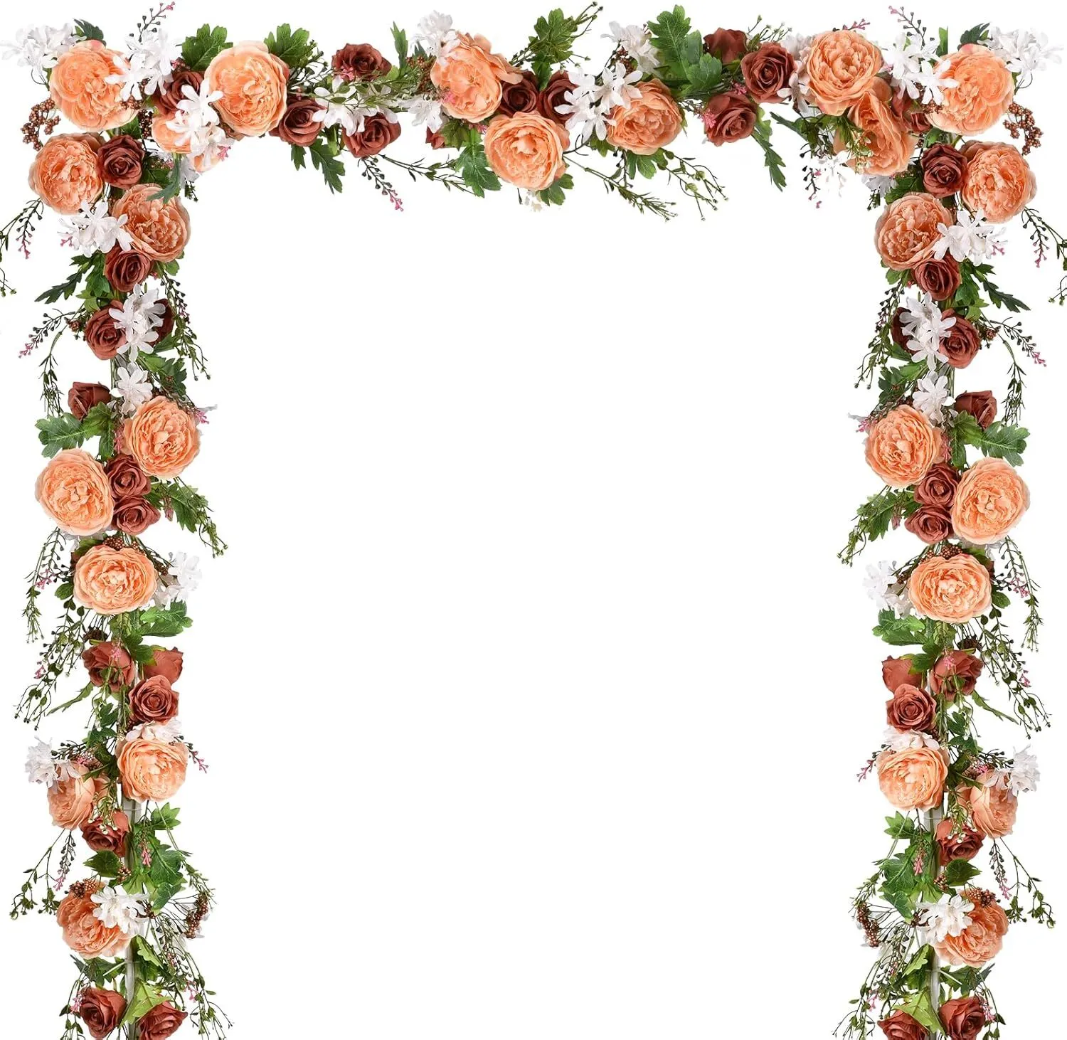 6' Strand Orange Artificial Peony Flower Garland