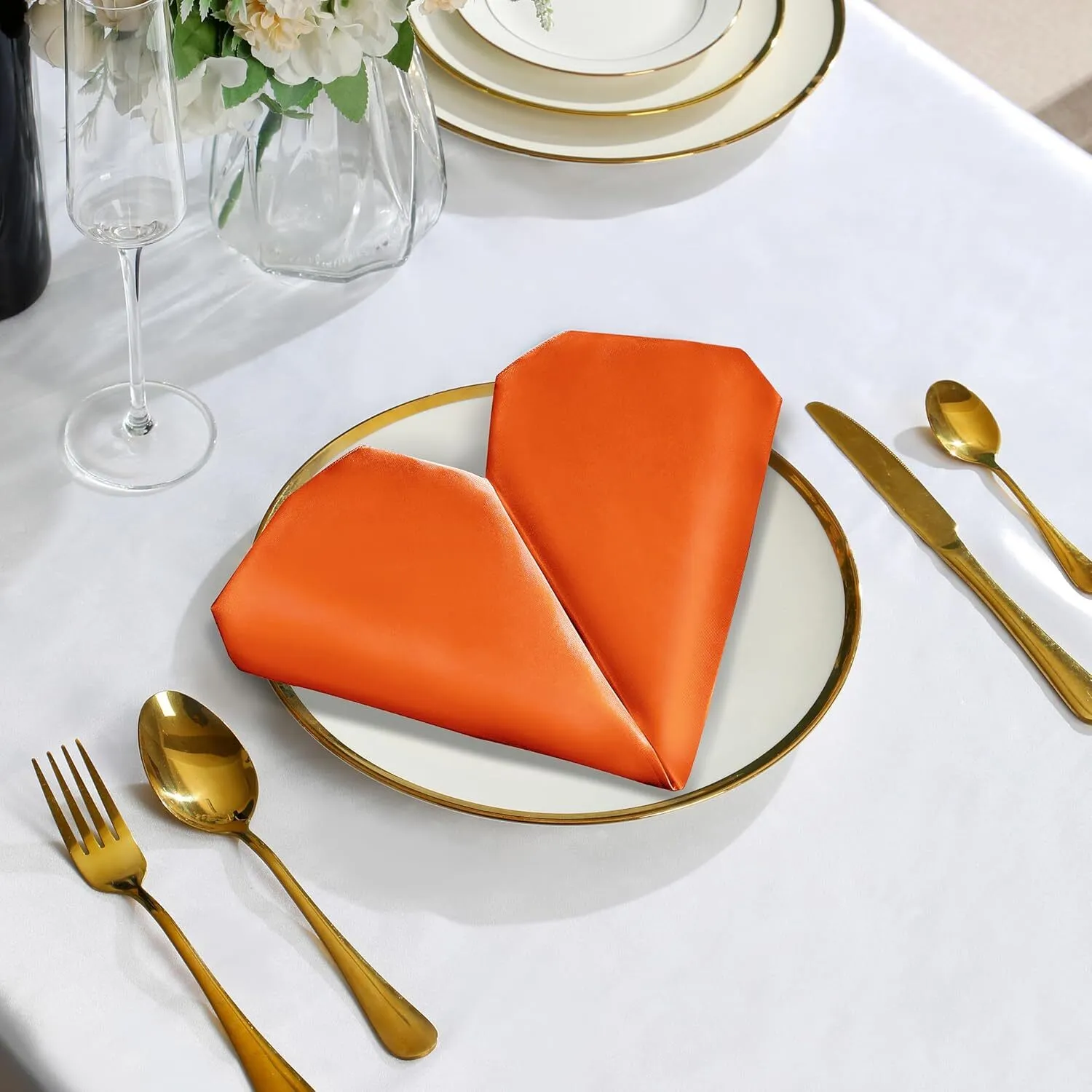 17" x 17" Burnt Orange Satin Napkin