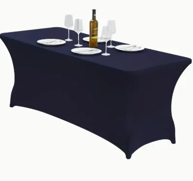 6 ft Navy Blue Rectangle Spandex Tablecloth