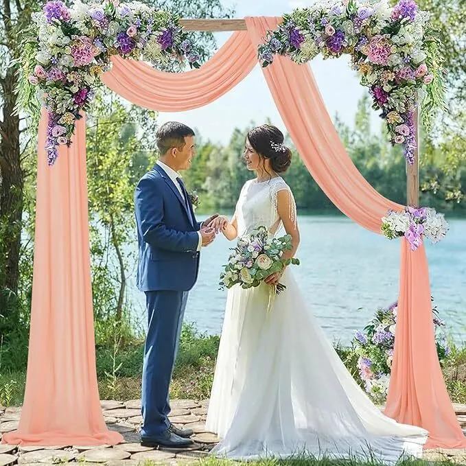20' Peach Sheer Backdrop Drape