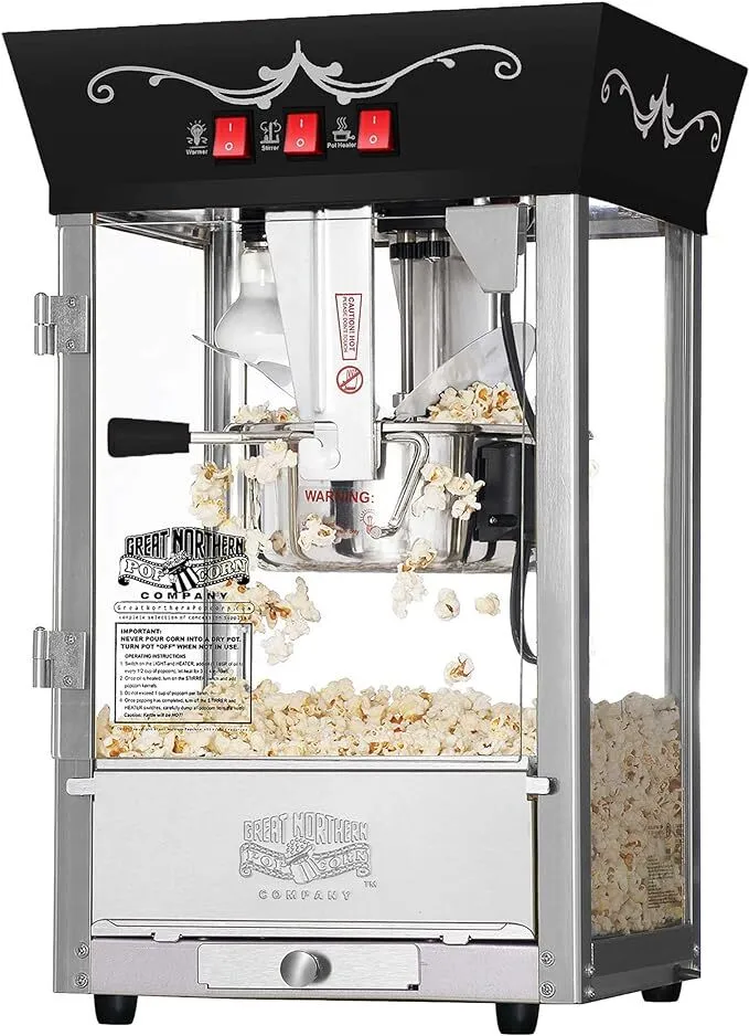 8 oz. Black/Silver Popcorn Machine