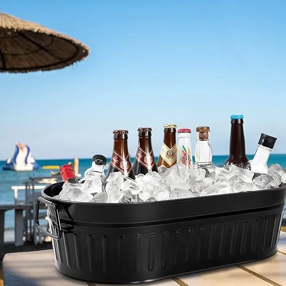 5 Gal Black Metal Beverage Tub 